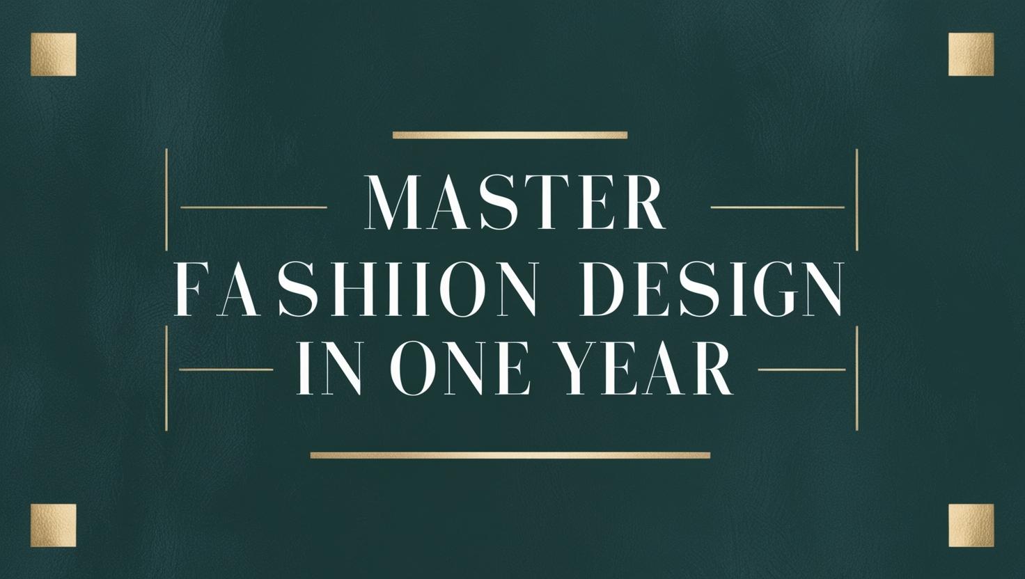 Master Fashion Design in One Year